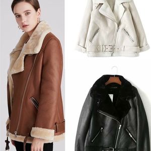 Womens Jackets Warm Womens Winter Motorcycle Velvet Jacket Female Short Lapels Fur Thick Korean Version Plus Velvet Jacket Bomber Jacket 220930