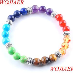 Beaded Strands 7 Chakras Reiki Gem Stone Pärlor Strand Armband Smycken Yoga Meditation för kvinnor Armband K3281 Drop Deli Bdejewelry DHZ8H