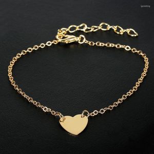 Braccialetti con ciondoli Moda catena semplice braccialetto a forma di cuore di pesca cavigliera oro da donna in acciaio inossidabile supporto regalo all'ingrosso