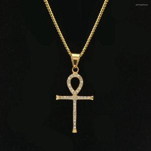 Pendant Necklaces Gold Color Circle Cross Embellished With Silver Crystal Chain Collar Choker For Men Gift Jewelry Making