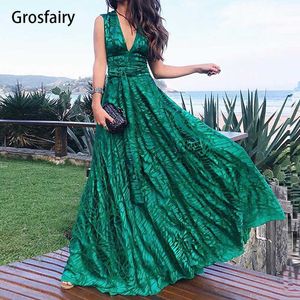 Partykleider Mode Grün Sexy Tiefem V-ausschnitt Formale Abendkleid Frauen Elegante Ärmellose Hohe Taille Abschlussfeier Vestido Prom Robe T220930