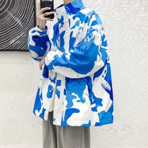 Herrjackor Autumn Tie Dye Jacket m￤n mode casual tryckt sp￥r herr streetwear hip hop l￶st bombplan outwear m-2xl