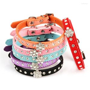 Dog Collars Rhinestone Collar Diamante Leather Pet Puppy Necklace Bling Crystal Studded Cat For Small Medium Dogs