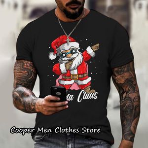 Męskie koszule T-Shirts Summer Męska T-shirt z krótkim rękawem odzież Męska Casual Oversited Streetwear Cartoon Śliczny Święty Mikołaj