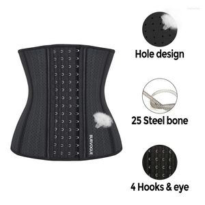 Bustiers Corsetsets Burvogue Mulheres 25 Ossos de aço Treinador de cintura Espartilho Underbust Latex Shaper Shaper Belt Belt XXS-3XL