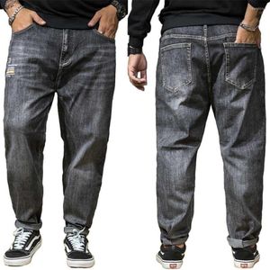 Dżinsy męskie moda mężczyzn plus size swobodne dżinsowe spodnie luźne workowate spodnie Hiphop harem streetwear 44 46 Odzież