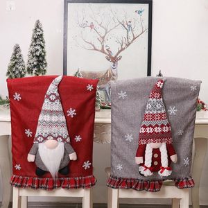 Chair Covers Christmas Cover Dining Party Slipcover 3D Doll Faceless Dwarf Banquet Festival Linen Decoration Elastic Material