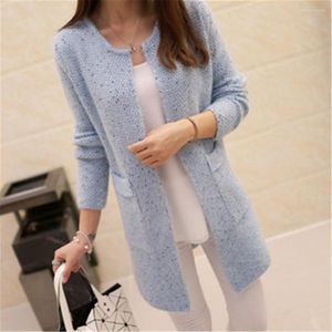 Kvinnors stickor Korean Autumn Winter Women Casual Long Sleeve Sticked Cardigans 2022 virkade damer tröjor Fashion Cardigan