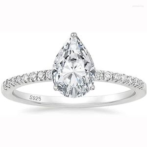 Cluster Rings Kolmnsta 2ct 925 Sterling Silver Engagement Pear Cut Cubic Zirconia CZ Wedding Promise for Fanting Teardrop Weddin