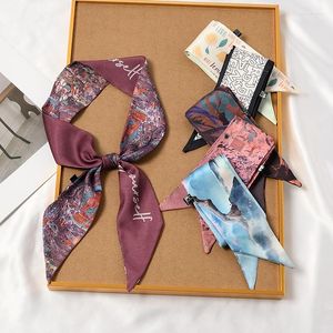 Bufandas pintura abstracta sandía la corbata de cabello sedoso bufanda de poliéster delgada para mujeres bolsas para la cabeza de cabeza