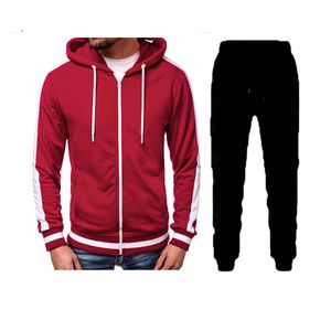 Men's Tracksuits Men's Tracksuit Two Pieces Set Zipper Hooded Jacket and Sweatpants Streetwear Autumn Fashion Sportswear Male Suit Plus Size 220930