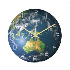 Orologi da parete Terra Arte luminosa Reloj De Pared Sette continenti Orologio silenzioso Design moderno Decorazione domestica Geografia Aula