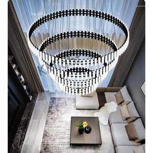 Kolye lambaları Modern Basit Dubleks Led Avize Yatak Odası Yemek Odası Dekorasyon Sanat Ring Lamba Parlak Fikstürü Kapalı Light