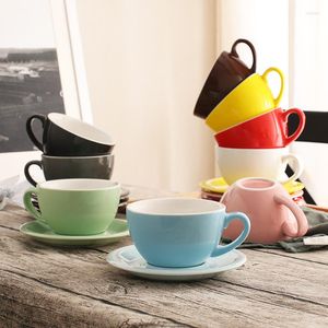 Mugs 300ml Colorful Thick Body Bone China Coffee Cups And Saucers Ceramic Latte Cup Tea Cafe Party Drinkware