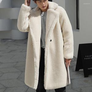 Men's Trench Coats Oversize White Luxury Lamb Long Fashion Overcoats Mens Plush Loose Winter Jacket Soft Thick