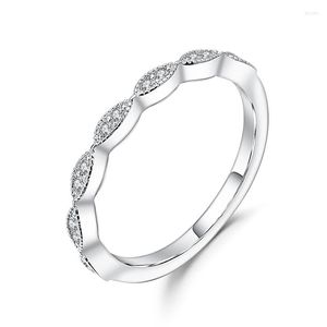 Cluster Rings GEM'S BALLET 1.2mm Half Eternity Art Deco Moissanite Ring 0.08Ct EF Color 925 Sterling Silver Wedding Band For Women