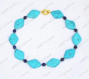 Kedjor z11755 19 '' 33mm bl￥ diamant turkos runda lapis lazuli halsband