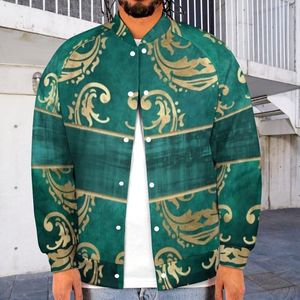 Herrjackor retro barock basebolljacka guld vintage damast mode överdimensionerade varsity män kvinnor kalla rockar