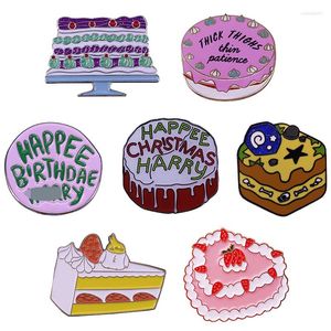 Brooches Sweet Cake Enamel Pin Game Movie Inspired Birthday Cakes Dessert Sweets Lovers Gift