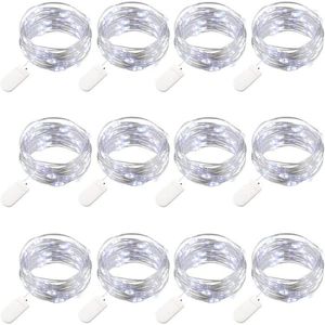 Strängar White 12 Pack Fairy Lights Battery Operated 30 LED Copper Wire String inomhus 3M Vattentät för bröllopsfest Bedro