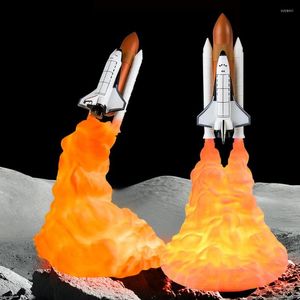 Bordslampor 3D Print Space Shuttle LED Lamp Bedside Desk 800 MAh USB RECHAREBLEABLE Night Light Christmas Kids Gift Study Decor