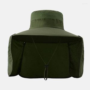 Berets Sonnenhut mit breiter Krempe, multifunktionaler Schutz, Eimer, Angeln, Halsklappe, Kappe, Outdoor, Safari, wasserdicht, atmungsaktiv, faltbar