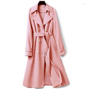 Women's Trench Coats Women's 2022 Spring Autumn Coat Women Faux Suede With Belt Overcoat Cardigan Slim Windbreaker Office Ladies