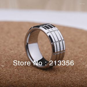 Anéis de casamento Comprar joias de preço EUA Brasil Rússia vendendo 8mm Menwomens Silver Grooved Classic Tungsten Ring