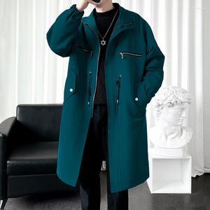 Мужские траншеи Coats 2022 Мужская модная тенденция длинная ветряная ветка черный/синий цвет британский стиль хлопковые классические двойные куртки