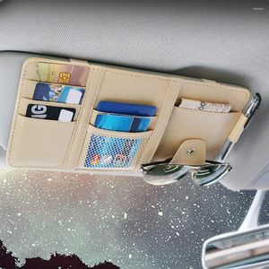 Organizador de carros Sun Visor Space Economizando multifuncionalidade fácil de aplicar a carteira de bolso de armazenamento de documentos de couro falso para SUV