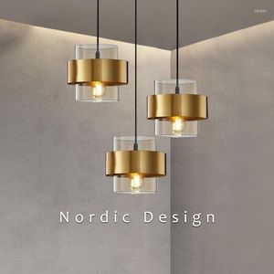 Pendelleuchten Nordic LED-Leuchten für Esszimmer Küche Wohnzimmer Schlafzimmer Moderne Glasdecke Kronleuchter Runde Säule Hängelampe