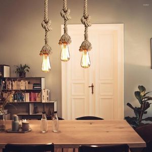 Anhänger Lampen Vintage Seil Licht Loft Kreative Schlafzimmer Wohnzimmer El Studie Hängen Lampe LED E27 Für Home Ornament