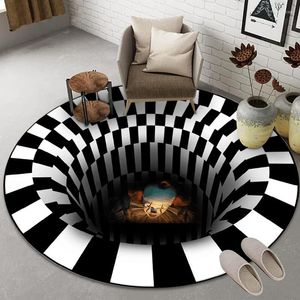 Carpets Halloween 3d Abstract Carpet Optical Illusion Horror Clown Trap Home Doormat Living Room Floor Decoration