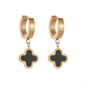 Charm Earrings Temperament Lucky Four leaf Grass Ear Buckle Stainless Steel Electroplated Earrings Creative New Female Jewelry GC1687