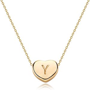 Collane con ciondolo a cuore Collana con cuore a 26 lettere con iniziale d h l Girocollo con cuori personalizzati fatti a mano in oro 14 carati