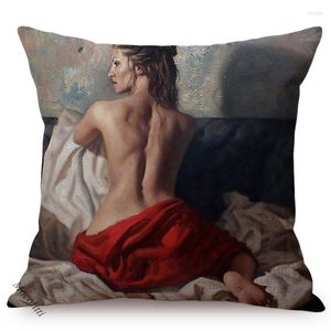 Cuscino Moda Donna sexy Funky Pittura a olio Arte Decorazione Copertura Affascinante Lady Ass Cool Man Room Sofa Case Car Cojines