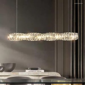 Pendant Lamps Modern Restaurant Remote Control Dimmable Chandelier Lustre Crystal Lights Luxury Round Living Room Led Luminarias Lamp