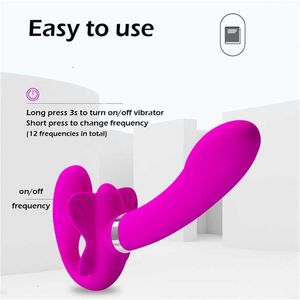 Sex toy massager Strapless Strap-on Dildo Vibrators Women Double Heads Vibrating Penis Lesbian Erotic Toys Sex toy Couples