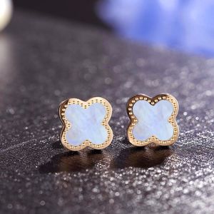 Titanium Steel Leaf Studs 18K Brincos de ouro rosa para mulheres Design de moda Design de jóias de flores preto Verde branco folhas de folhas nunca desaparecem não alérgicas