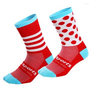 Sports Socks Quick Drying Cycling Sock Deodorization Nylon Mandarin Duck Stripe Dot Wear-resisting Men And Women Knee-High For Bicycle Sport