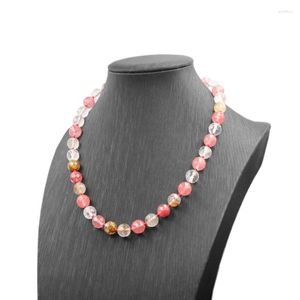 Choker Multi Tourmaline Crystal Necklace Statement Women Watermelon Faceted Round Beads Stone Chain Jewelry 18inch A794