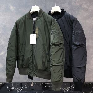 Bomber Down Puffer Jacket Casat Outwear Men Black Men clássico estilos zip bolsos de casaco