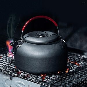 Servis upps￤ttningar 0,8L / 1.4L Portable Camping Boil Water Kettle Aluminium Alloy Outdoor Teapot Pot Coffee Picnic Table Seary