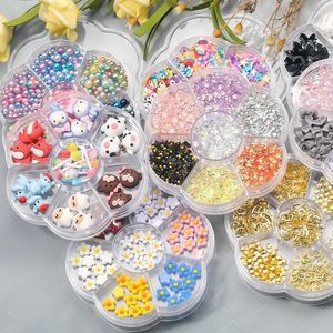 Nail Art Decorations 3D Flower Aurora Bear Butterfly Pearl Charms Mixed Set Box For Professional Accessories DIY Manicure Decorate