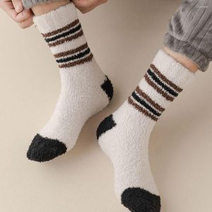 Men's Socks Winter Casual Comfortable Thick Plush Original Middle Tube Man Cotton Hosiery Coral Fleece