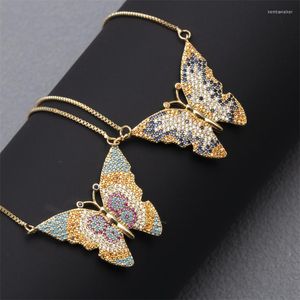 Подвесные ожерелья высококачественная бабочка окрашенная вермикулит элегантный медный медный ожерелье для женского подарка