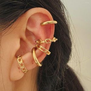 Backs Earrings 5 Pcs/Set Charm Chain Ear Cuff Geometric Earcuffs Cartilage Clips Non Pierced For Women Punk Jewelry