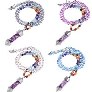 ペンダントネックレスSunyik Purple Crystal Chips Wish Vottle Pendulum Necklace for Unisex Chakra Pyramidポイント