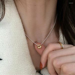 Pendanthalsband 2022 Summer Simple Gold Silver Color-Block Bead Lady Halsband CLAVICLE Women Heart Shape Pendent Neck Chain Jewerly