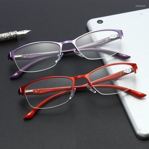 Óculos de sol Metal de metal feminino Half quadro Reading Glasses Presbyopia Women Semi -Rimless TR90 Moda Feminina Ópulos 1,0 1.5 2,0 2,5 3.0 3.5